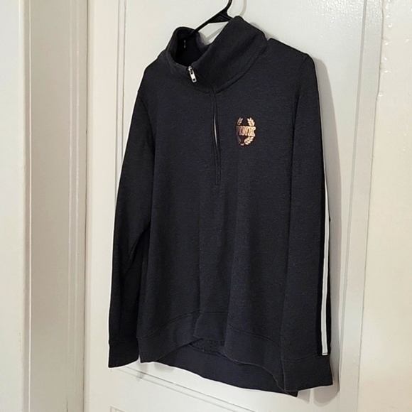 Victorias Secret Pink LEOPARD SEQUINS BLING Half Quarter Zip Sweatshirt M RARE - Picture 2 of 8